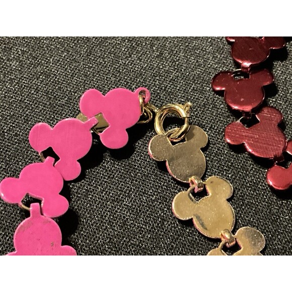 2 Disney Bracelets 1 Red, 1 Pink Signed Both Dual Color - Picture 3 of 6